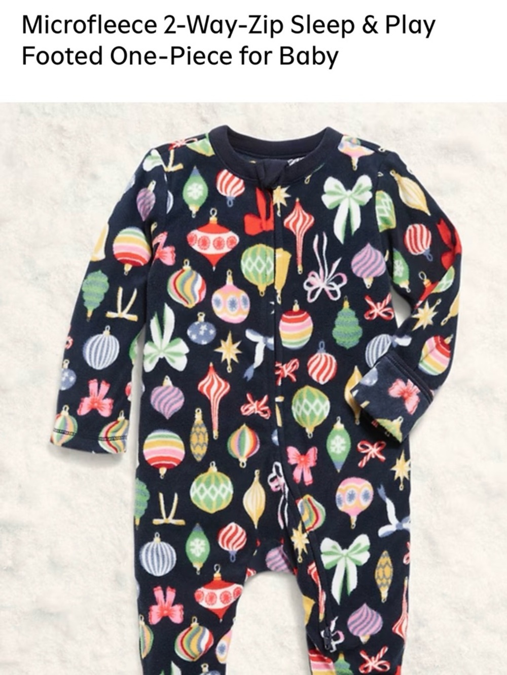 Old Navy Holiday Ornament Microfleece Baby Footed One-Piece 0-3 mos